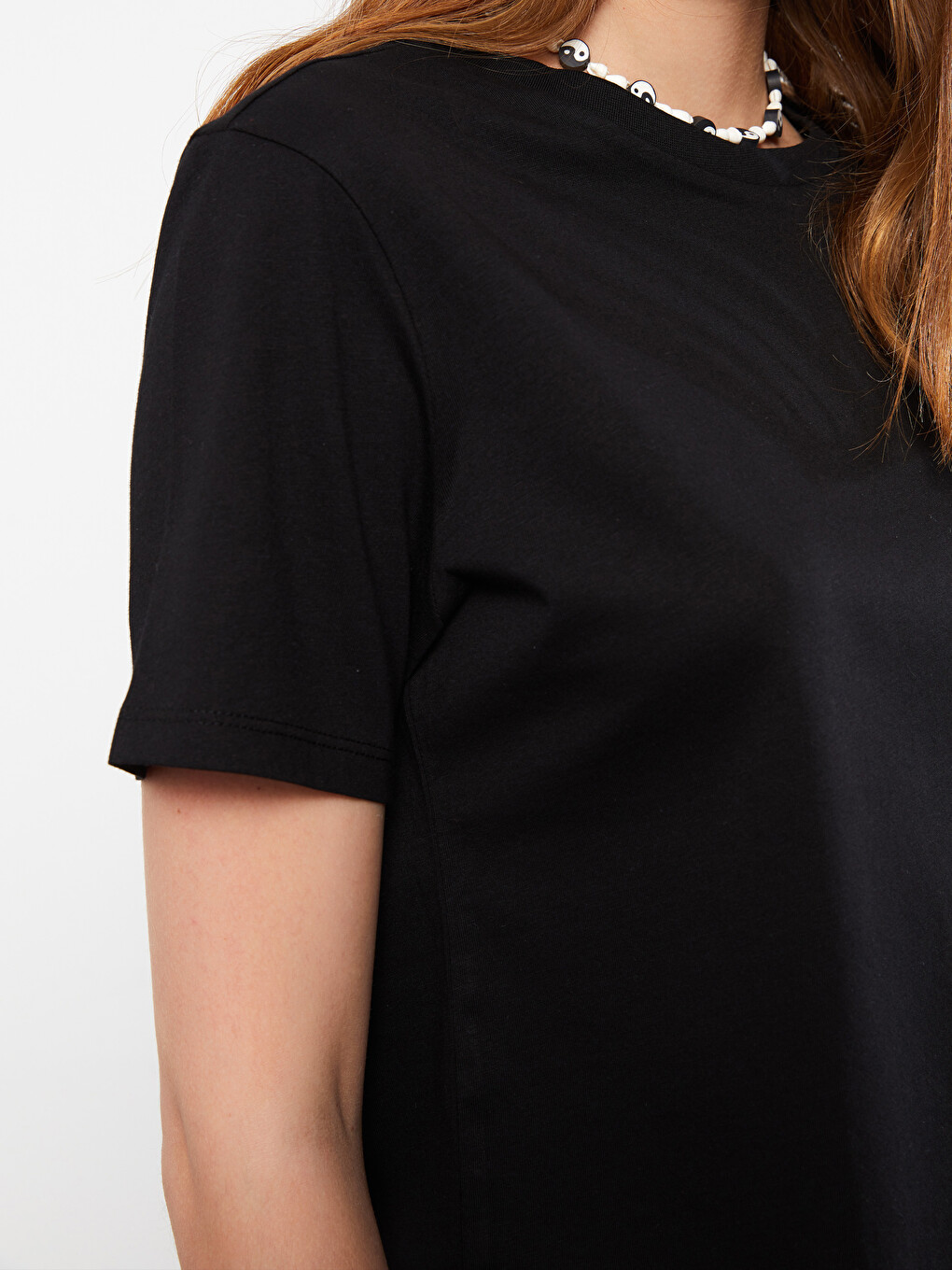 Crew Neck Straight Short Sleeve Cotton Women's T-shirt-2