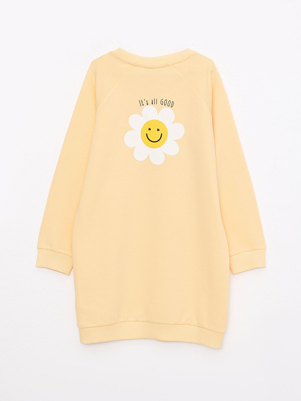 Crew Neck Printed Long Sleeve Girls' Dress-1