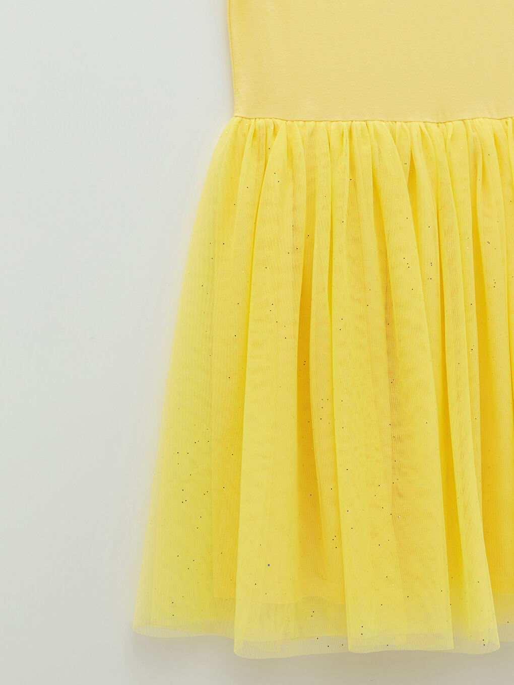 Sarı Bisiklet Yaka Basic Kısa Kollu Kız Çocuk Elbise-2