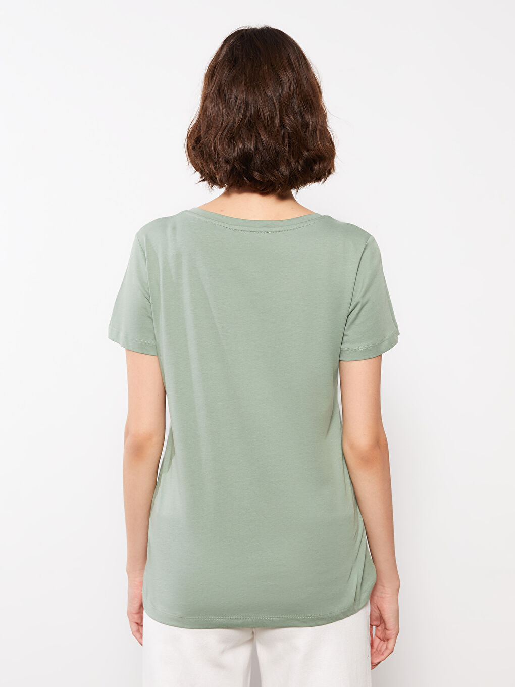 Crew Neck Printed Short Sleeve Cotton Women's T-shirt-4