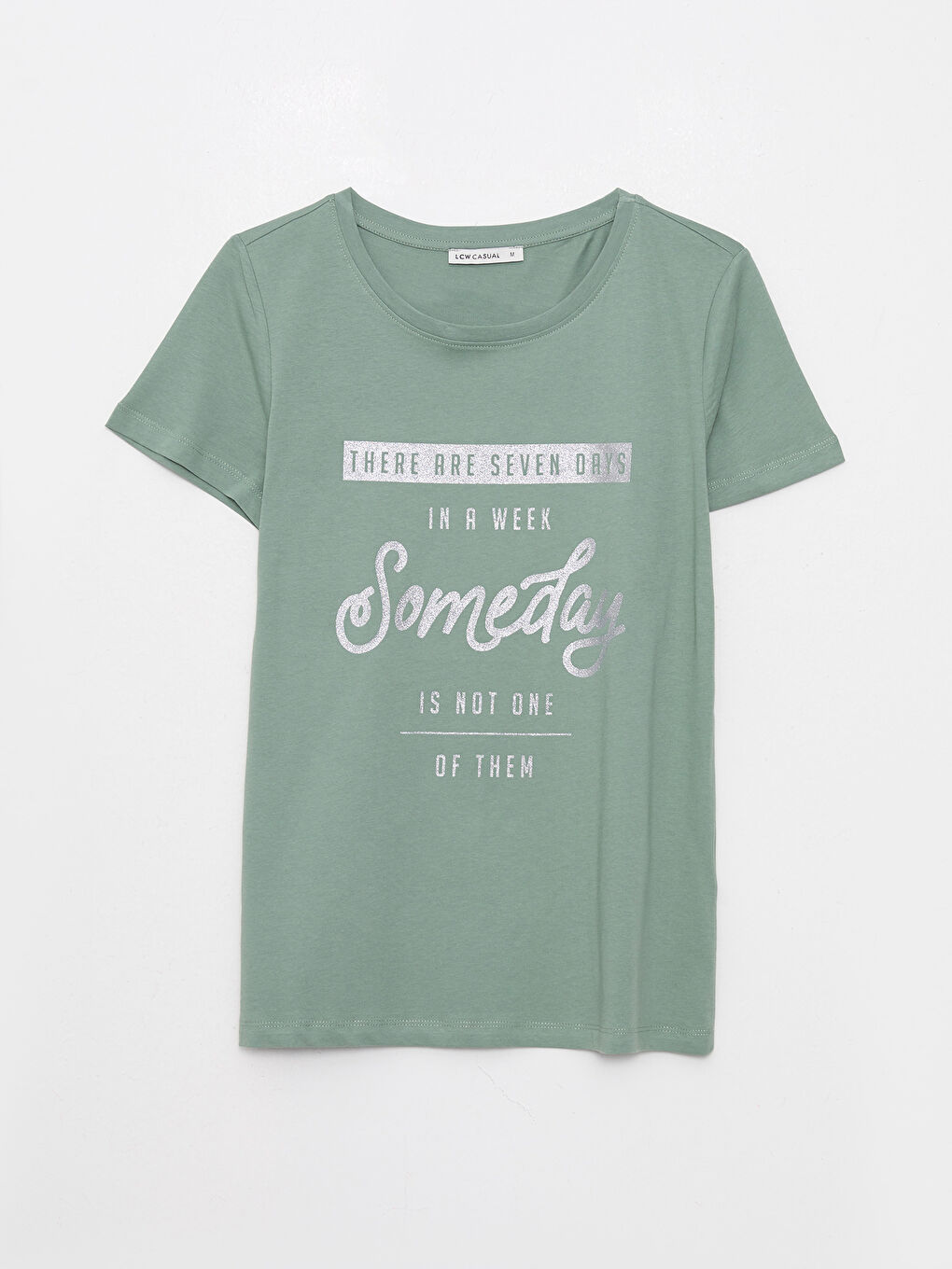 Crew Neck Printed Short Sleeve Cotton Women's T-shirt-5