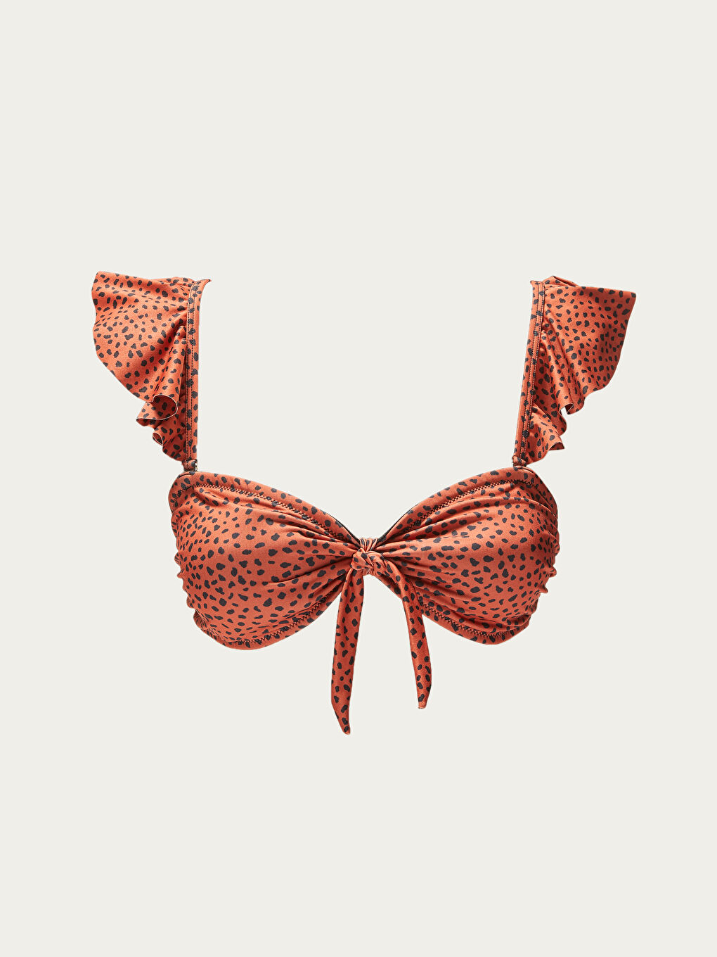 Turuncu Desenli Straplez Bikini Üst