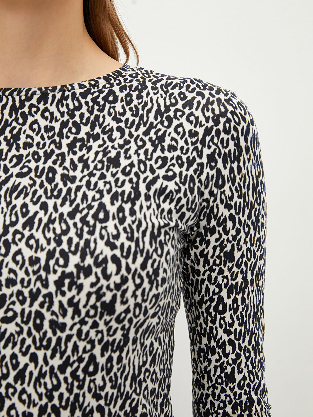 Crew Neck Patterned Women's Body-4