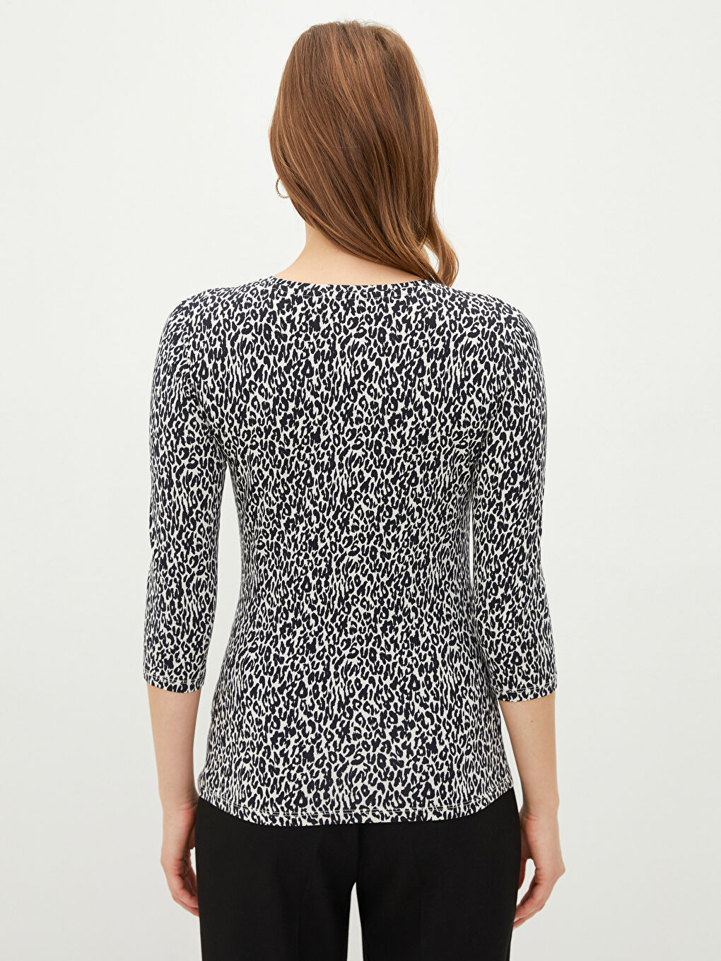 Crew Neck Patterned Women's Body-5