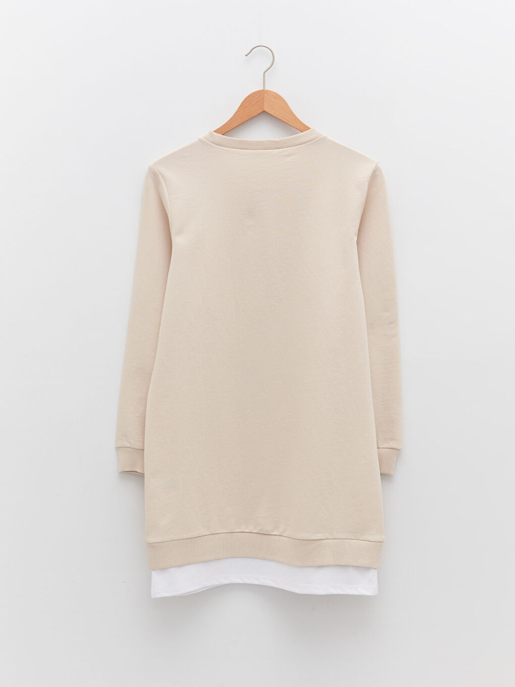 Gri Bisiklet Yaka Baskılı Uzun Kollu Kadın Sweatshirt Tunik-5