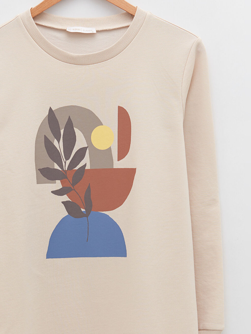 Gri Bisiklet Yaka Baskılı Uzun Kollu Kadın Sweatshirt Tunik-6