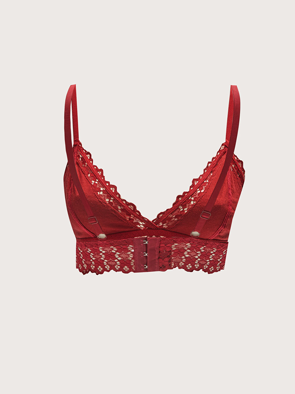 Bordo Balensiz Dolgusuz Dantel Detaylı Bralet-1