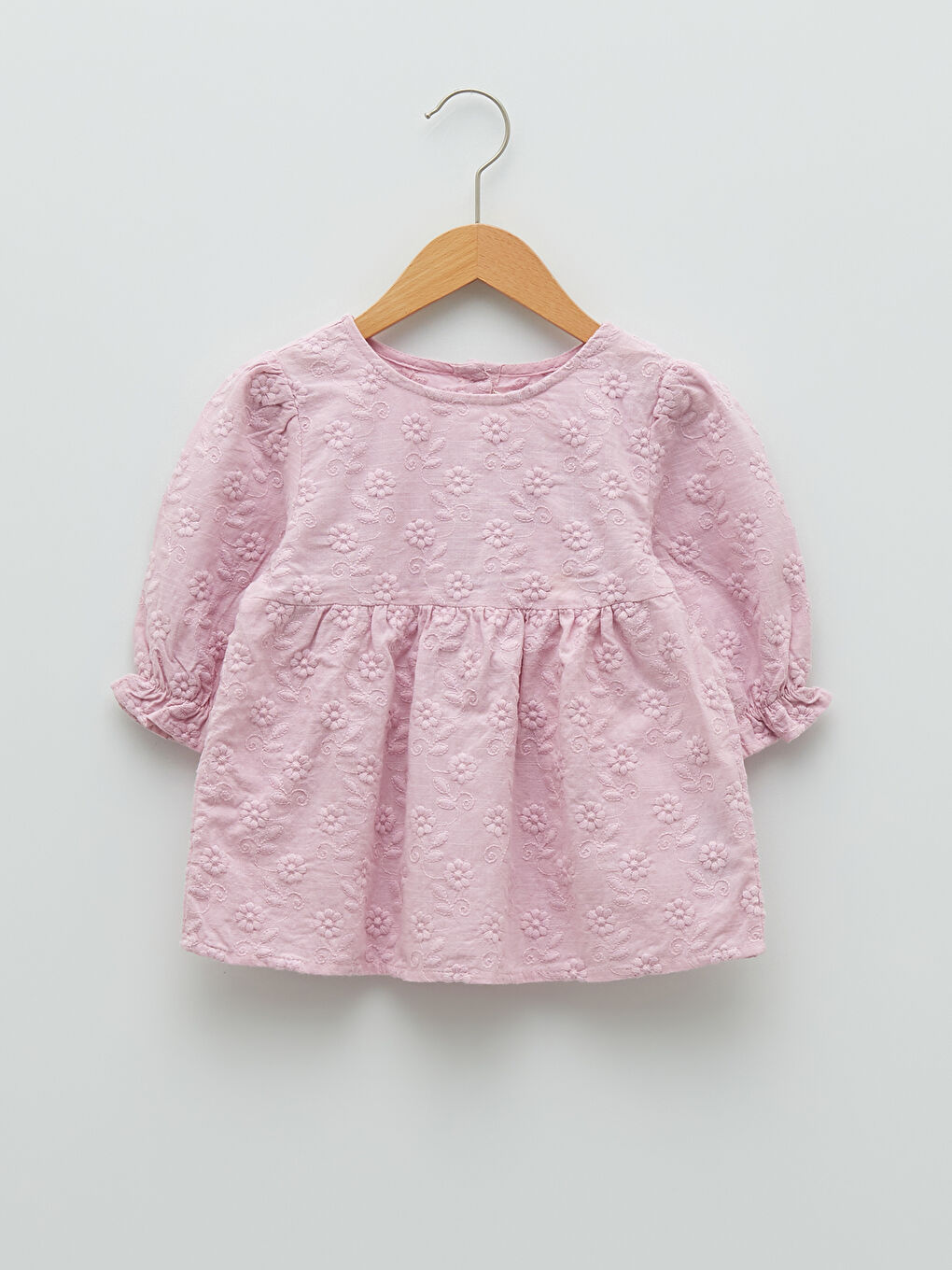 Crew Neck Short Sleeve Cotton Baby Girl Blouse-1