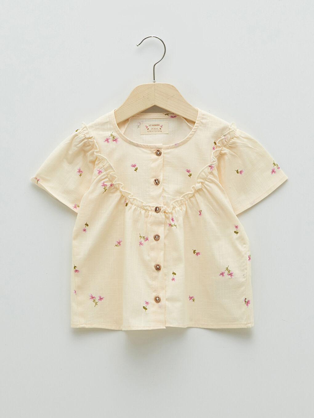 Chemise Bébé Fille Imprimée en Coton à Col Rond et Manches Courtes