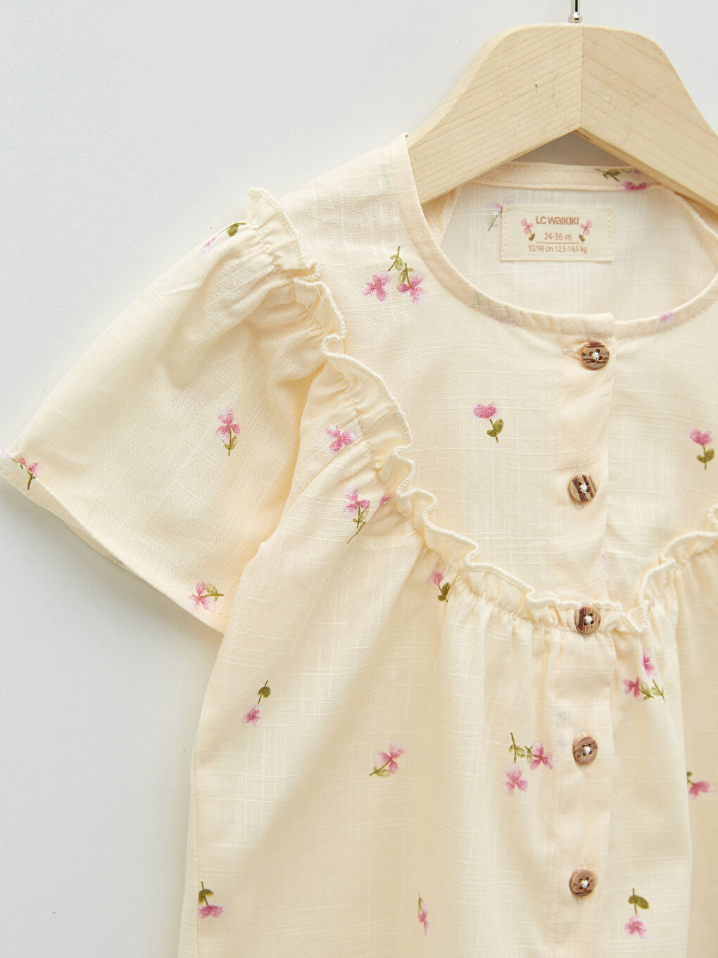 Chemise Bébé Fille Imprimée en Coton à Col Rond et Manches Courtes-2