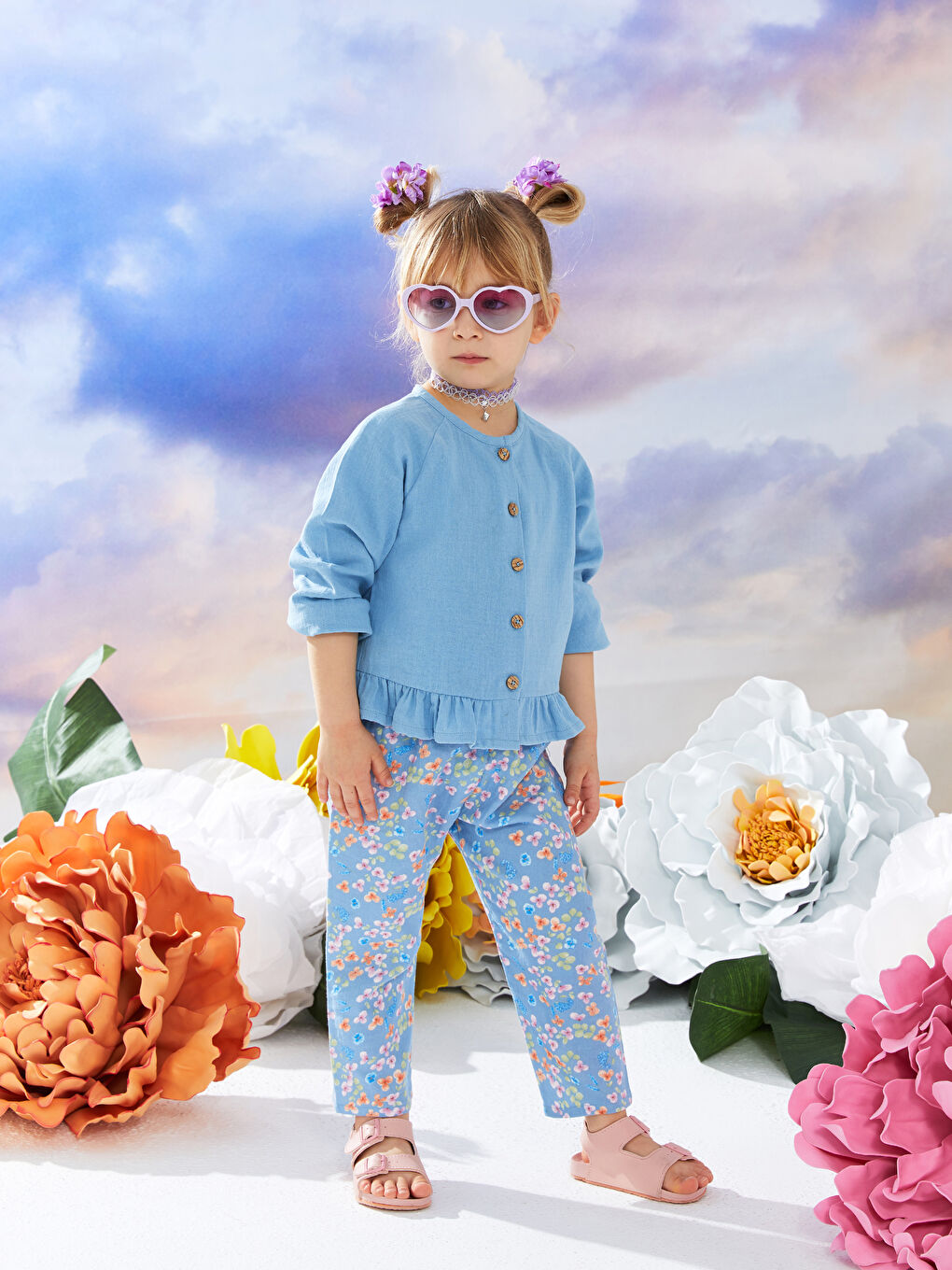 Crew Neck Long Sleeve Baby Girls' Cardigan and Pants 2 Pack Set