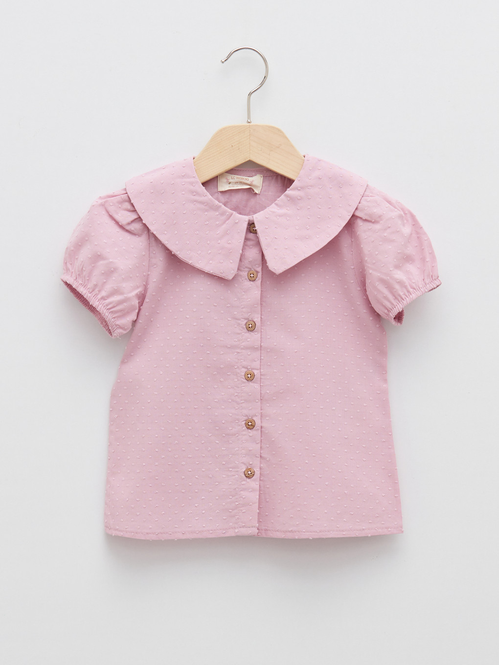  Baby Girls' Peter Pan Collar Short Sleeve Shirt