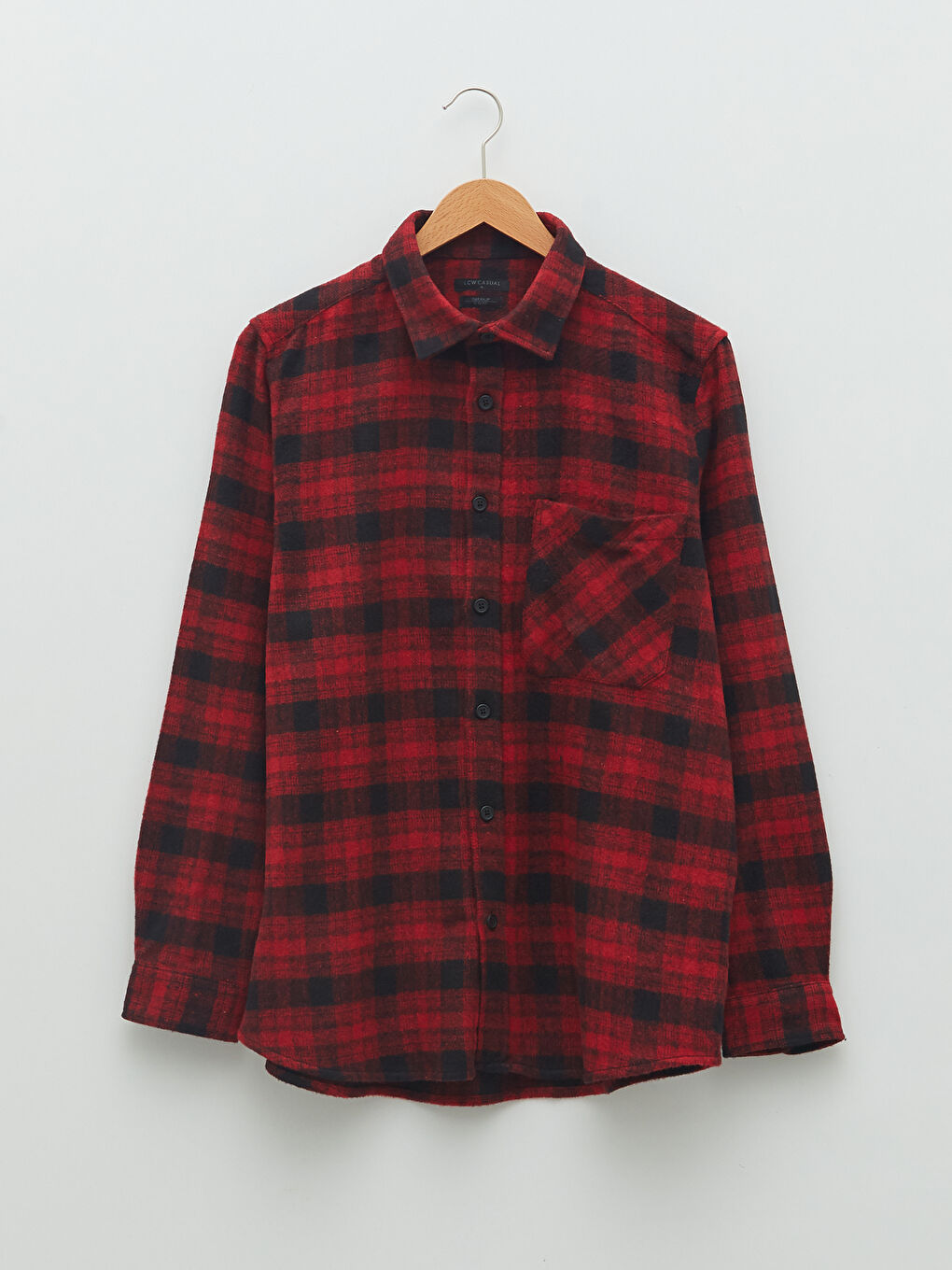 Kırmızı Regular Fit Uzun Kollu Ekose Erkek Oduncu Gömlek-4