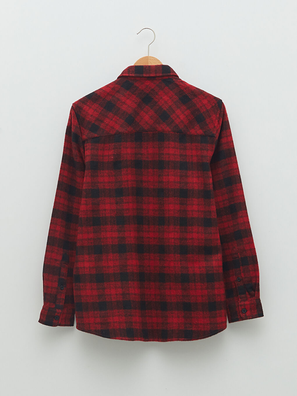 Kırmızı Regular Fit Uzun Kollu Ekose Erkek Oduncu Gömlek-5
