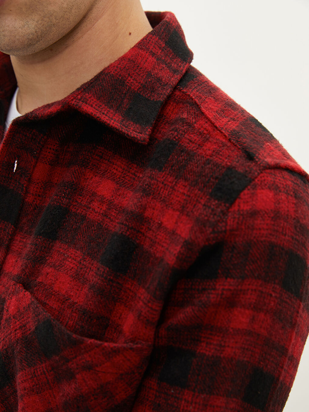 Kırmızı Regular Fit Uzun Kollu Ekose Erkek Oduncu Gömlek-3