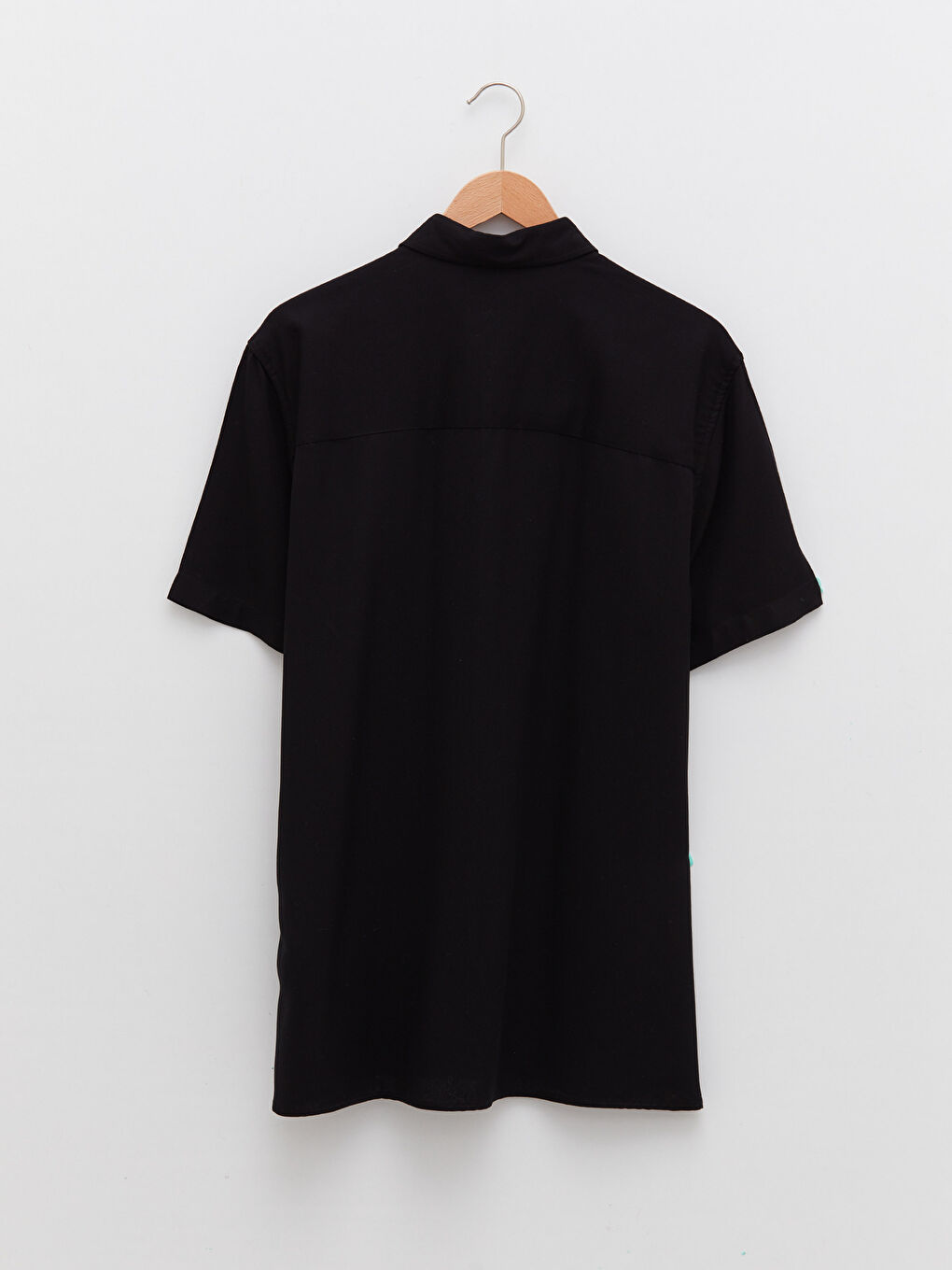 Siyah Slim Fit Kısa Kollu Gabardin Erkek Gömlek-6