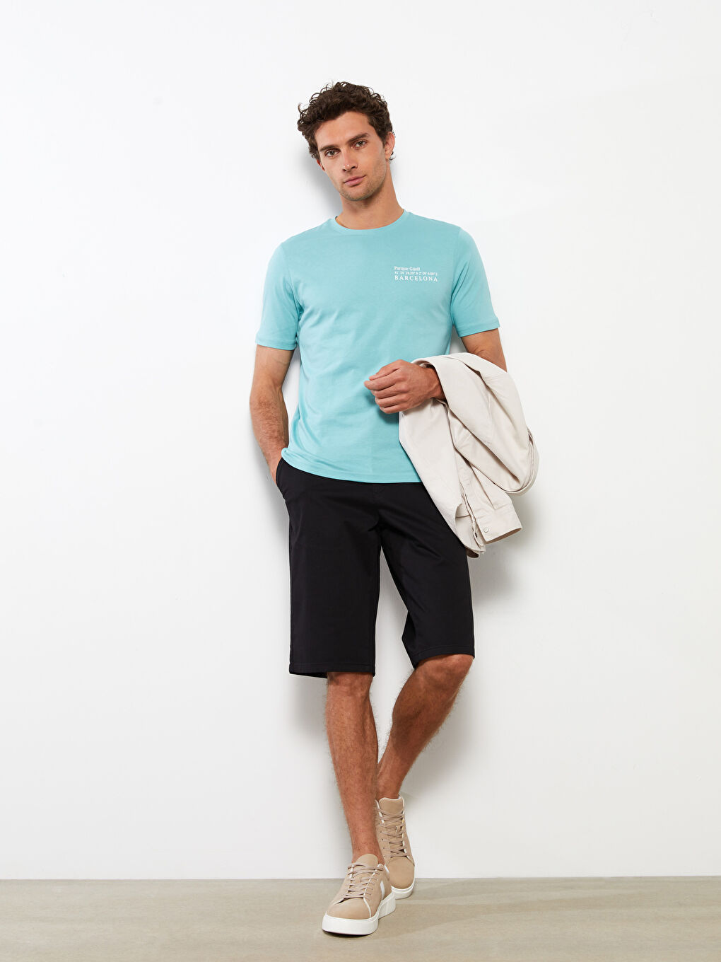 Comfort Fit Gabardine Men's Bermuda Shorts -S2AT15Z8-CVL