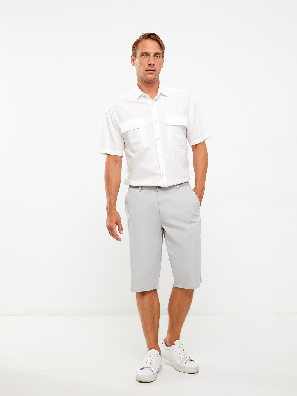 Comfort Fit Gabardine Men's Bermuda Shorts -S2AT15Z8-FKD