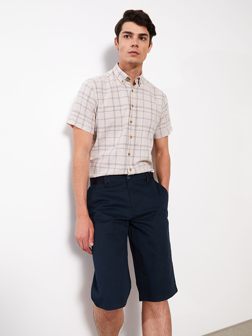 Comfort Fit Gabardine Men's Bermuda Shorts -S2AT15Z8-KN7