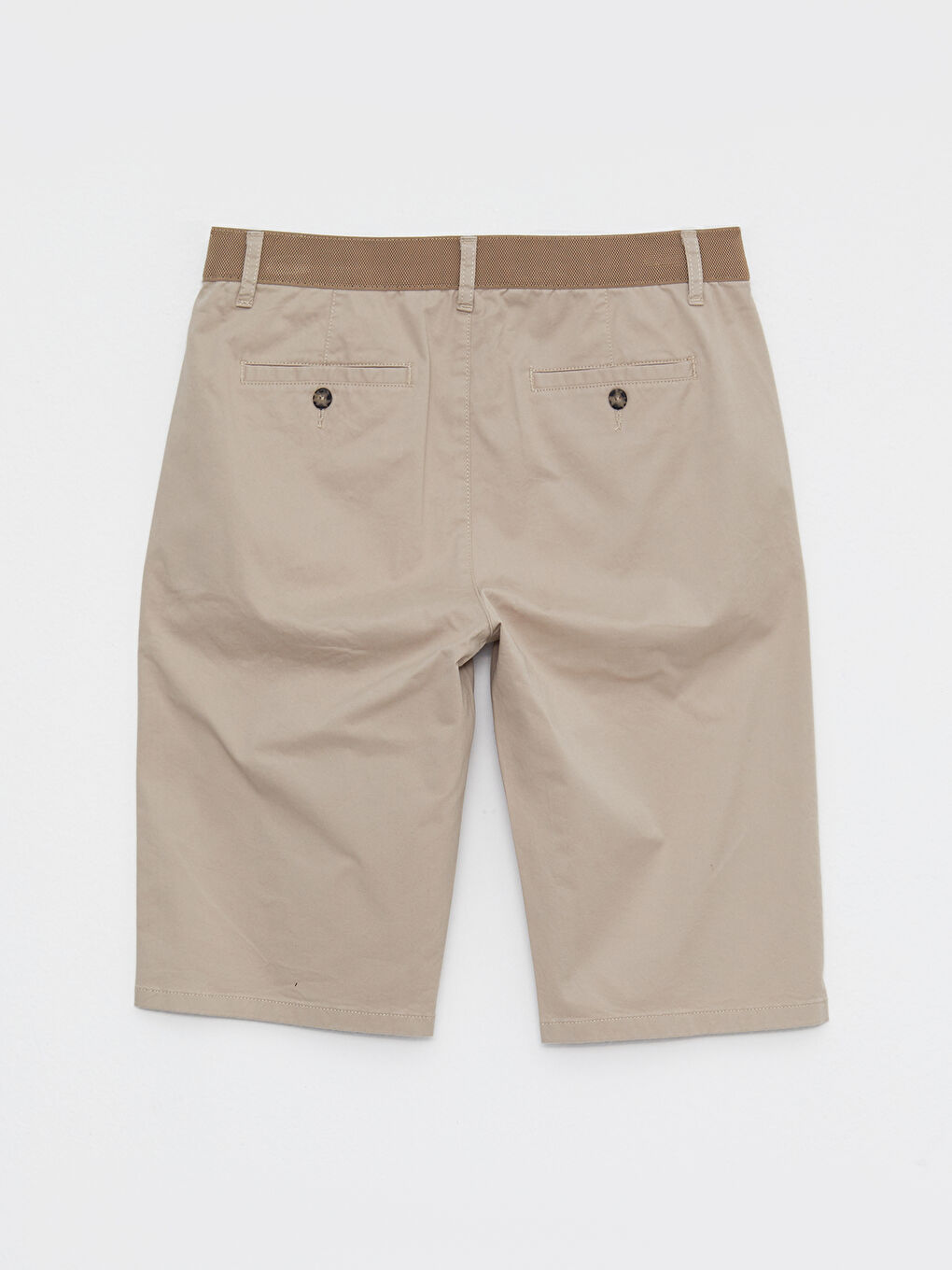 Bej Rahat Kalıp Gabardin Erkek Bermuda Şort-6