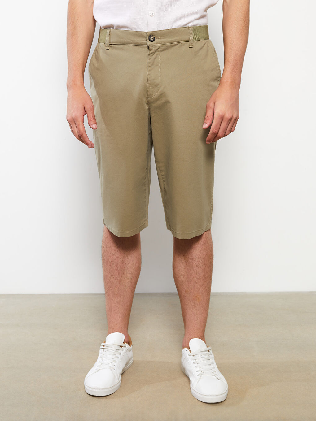 Relaxed Fit Gabardine Men's Bermuda Shorts -S2AT15Z8-S2P