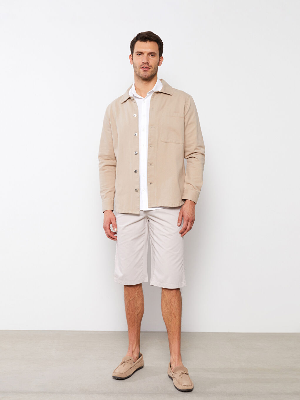 Gri Geniş Kalıp Bermuda Erkek Şort