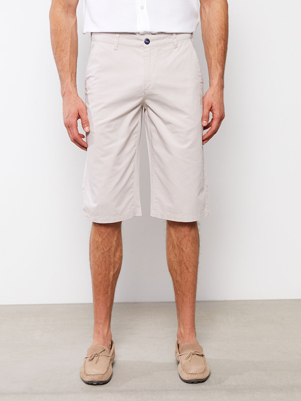 Gri Geniş Kalıp Bermuda Erkek Şort-1