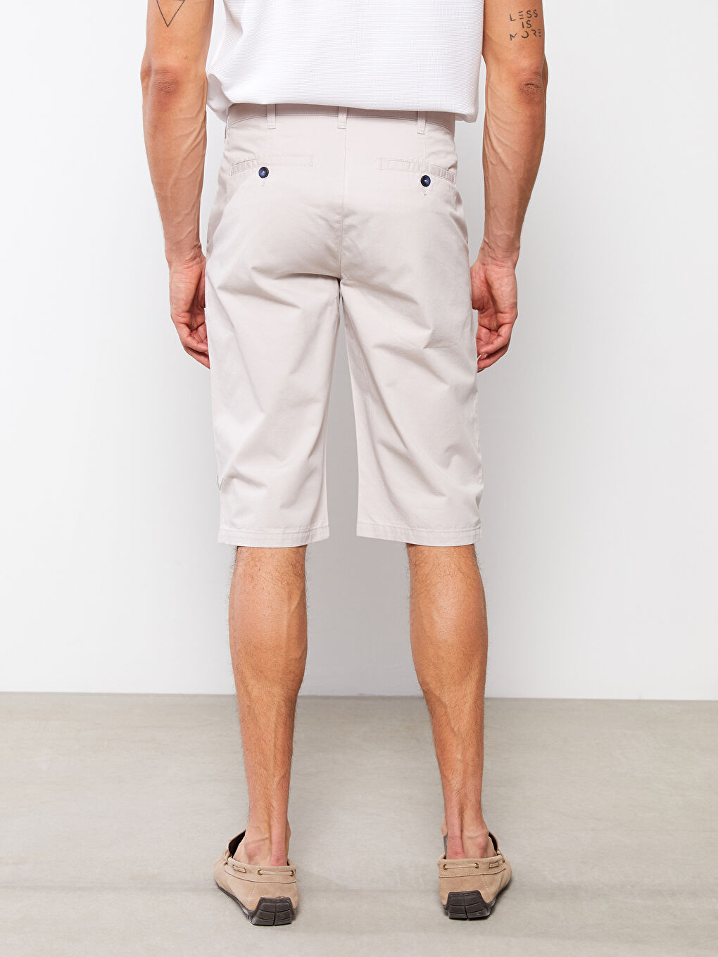 Gri Geniş Kalıp Bermuda Erkek Şort-3