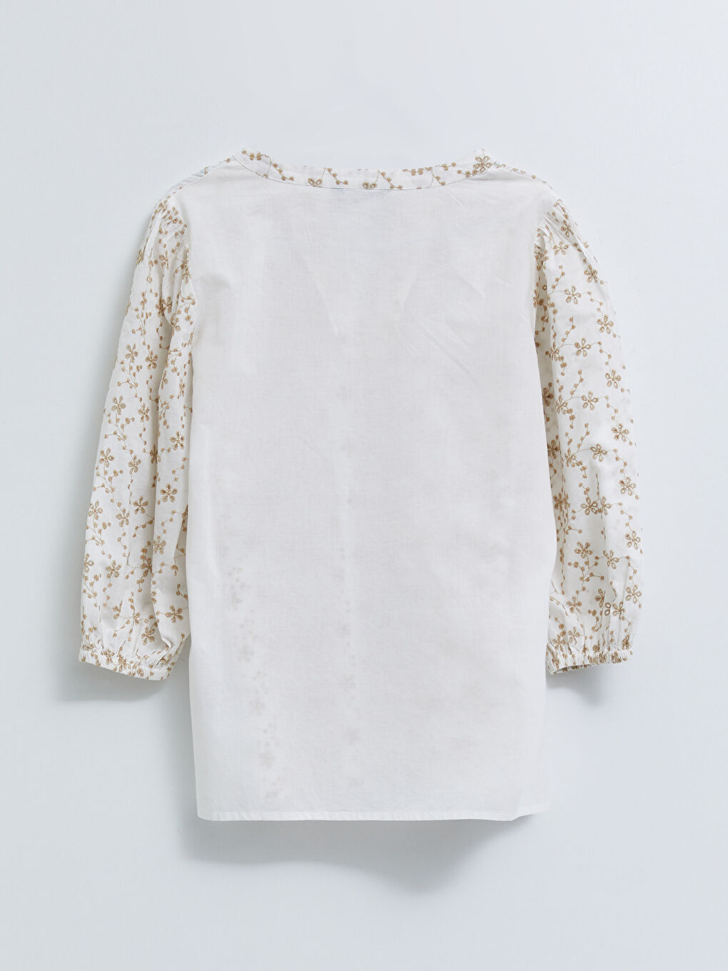 Tie Collar Embroidered Cotton Women's Blouse-6