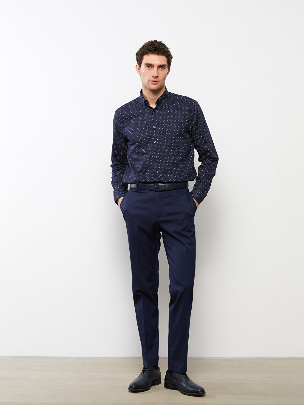 قميص رجالي جبردين مطبوع بأكمام طويلة وقصة عادية