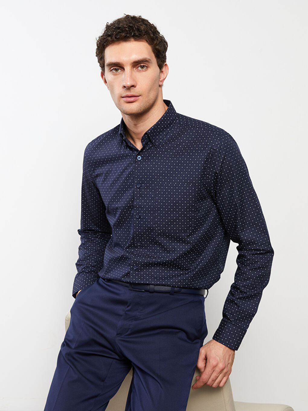 قميص رجالي جبردين مطبوع بأكمام طويلة وقصة عادية-2