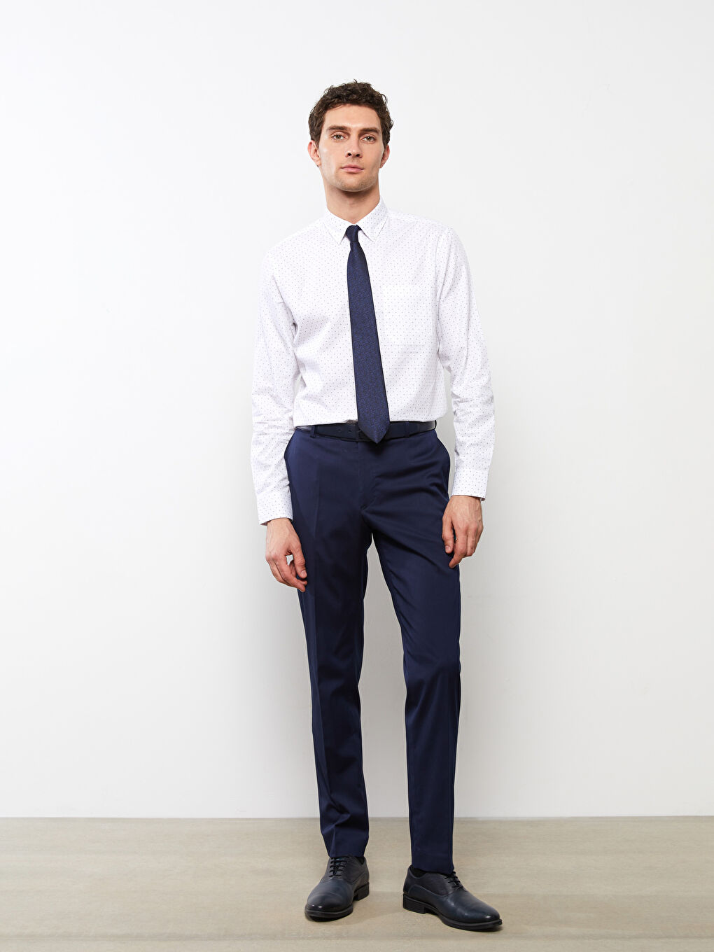 Regular Fit Long Sleeve Patterned Gabardine Men Shirt -S2AT25Z8-LU7