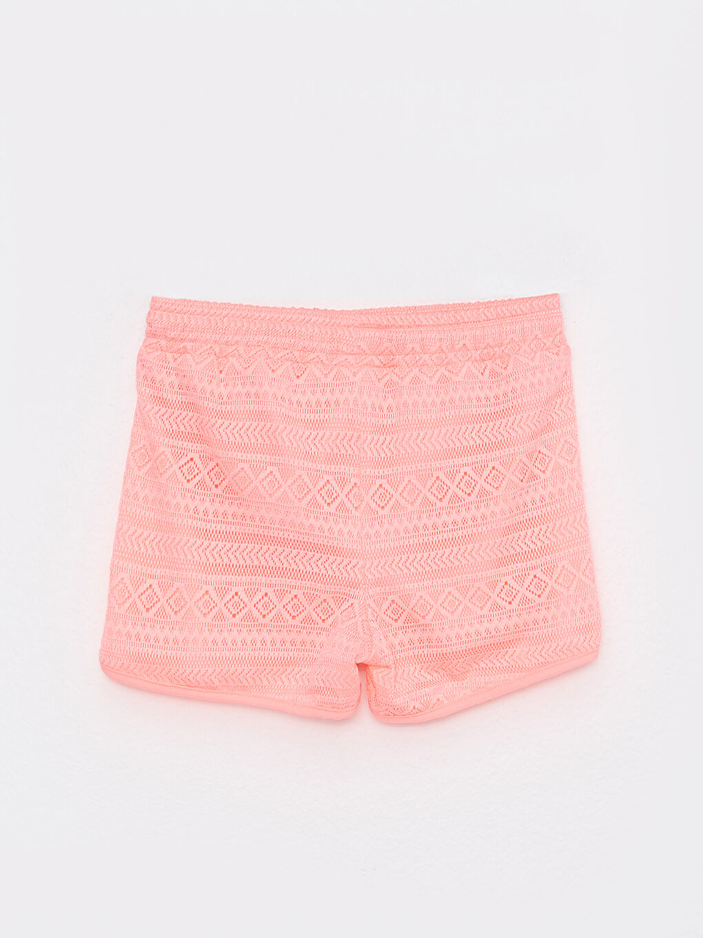 Mercan Beli Lastikli Kendinden Desenli Kız Çocuk Deniz Şortu-1