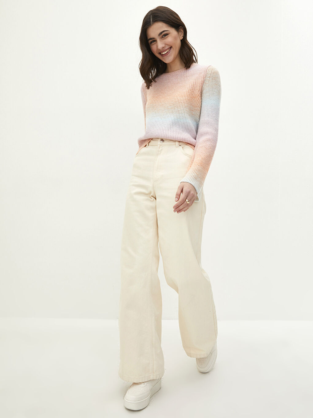 Crew Neck Color Block Long Sleeve Women's Knitwear Sweater-2