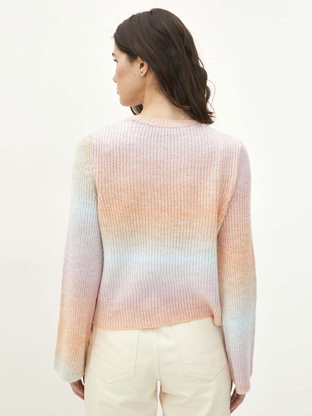 Crew Neck Color Block Long Sleeve Women's Knitwear Sweater-4