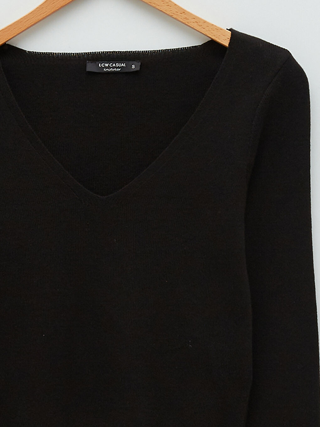 V Neck Plain Long Sleeve Women's Knitwear Sweater-6