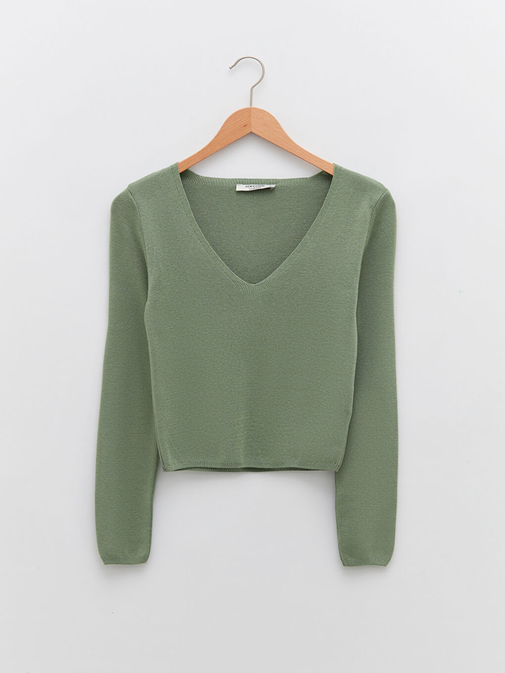 V Neck Plain Long Sleeve Women's Knitwear Sweater-5