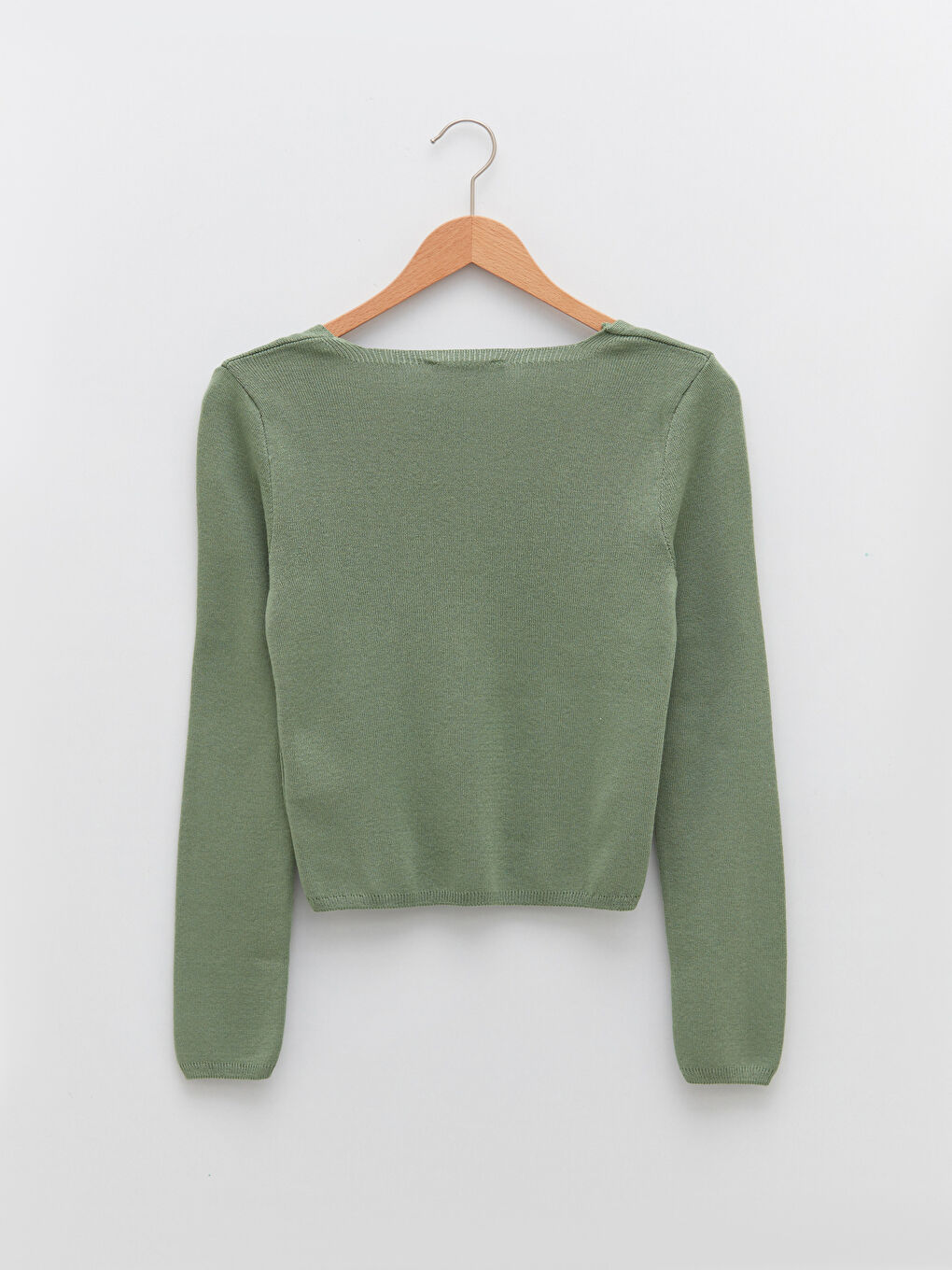 V Neck Plain Long Sleeve Women's Knitwear Sweater-6