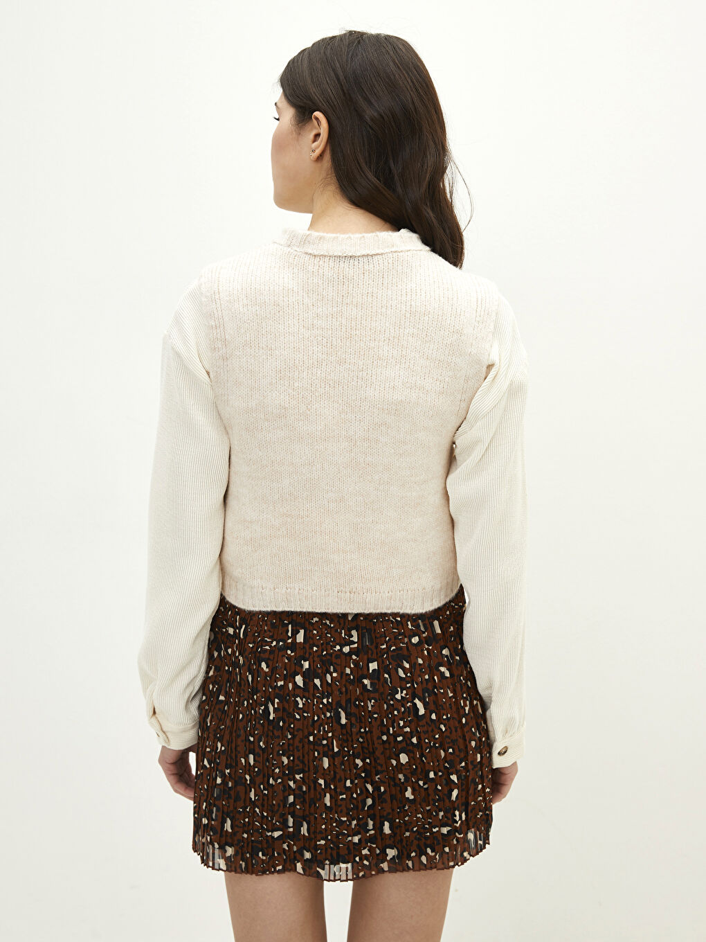 Women's Crew Neck Plain Knitwear Sweater Vest-4