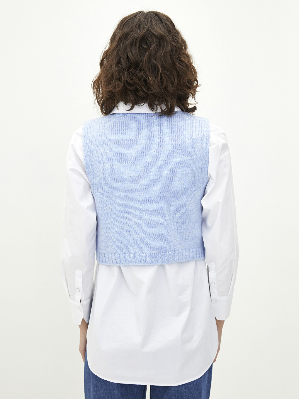 Women's Crew Neck Plain Knitwear Sweater Vest-4