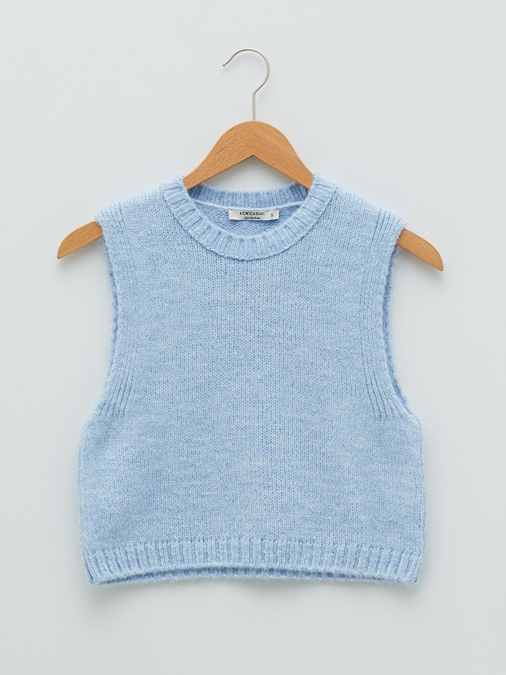 Women's Crew Neck Plain Knitwear Sweater Vest-5