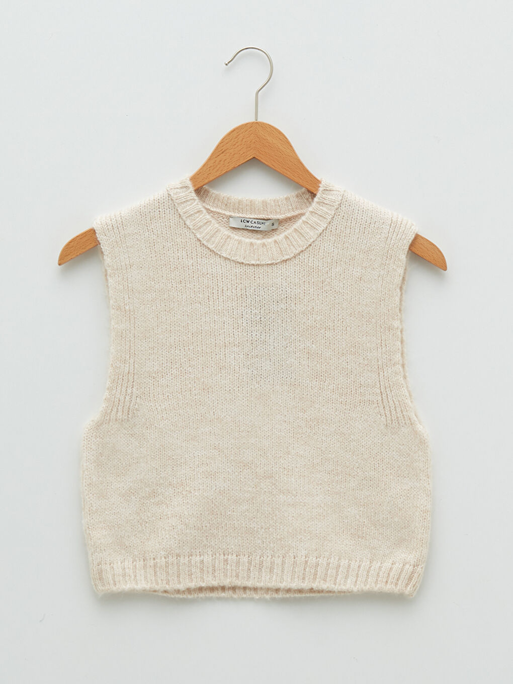 Women's Crew Neck Plain Knitwear Sweater Vest-5