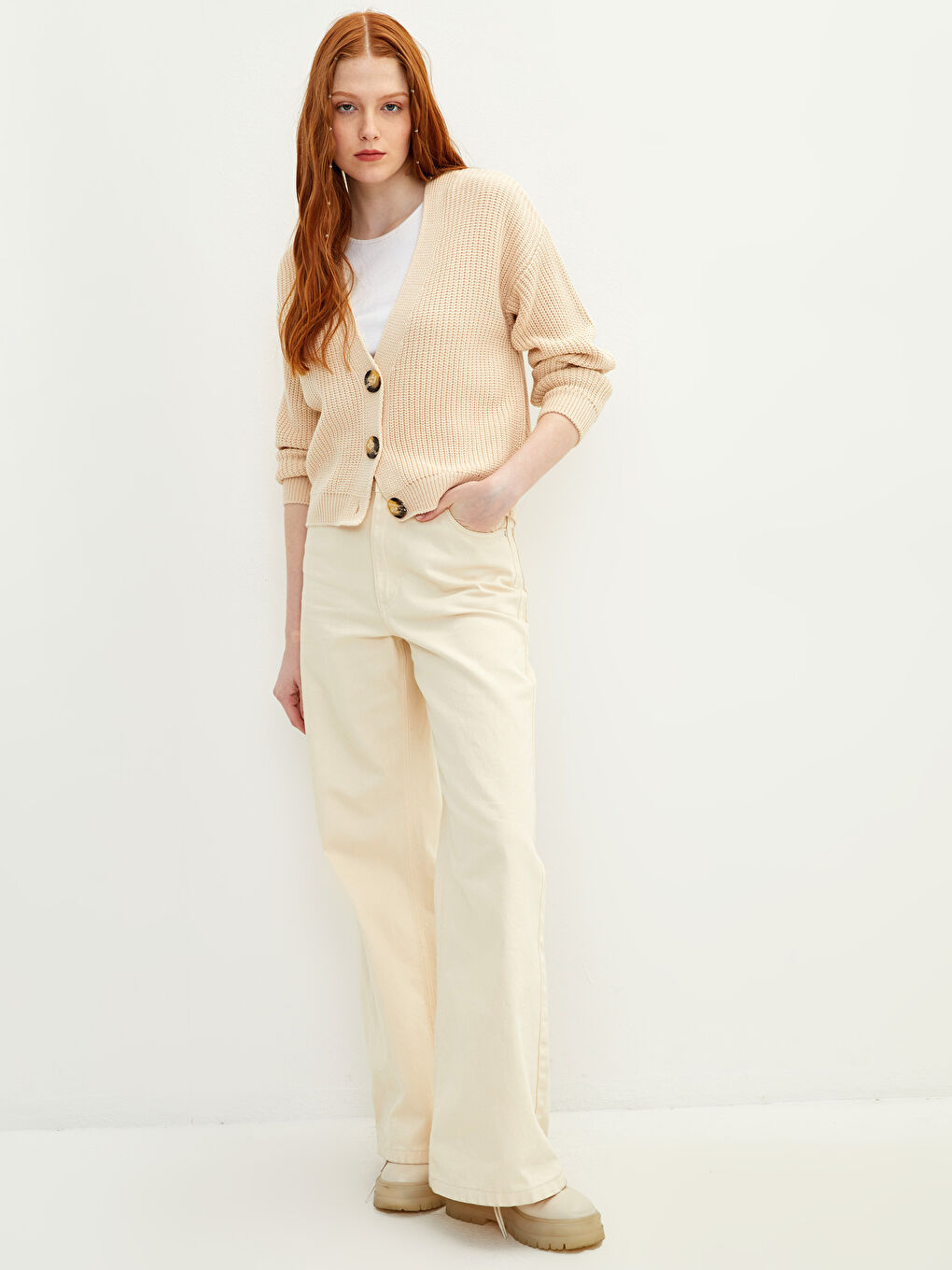 Cardigan en Tricot à Encolure en V pour Femmes-2