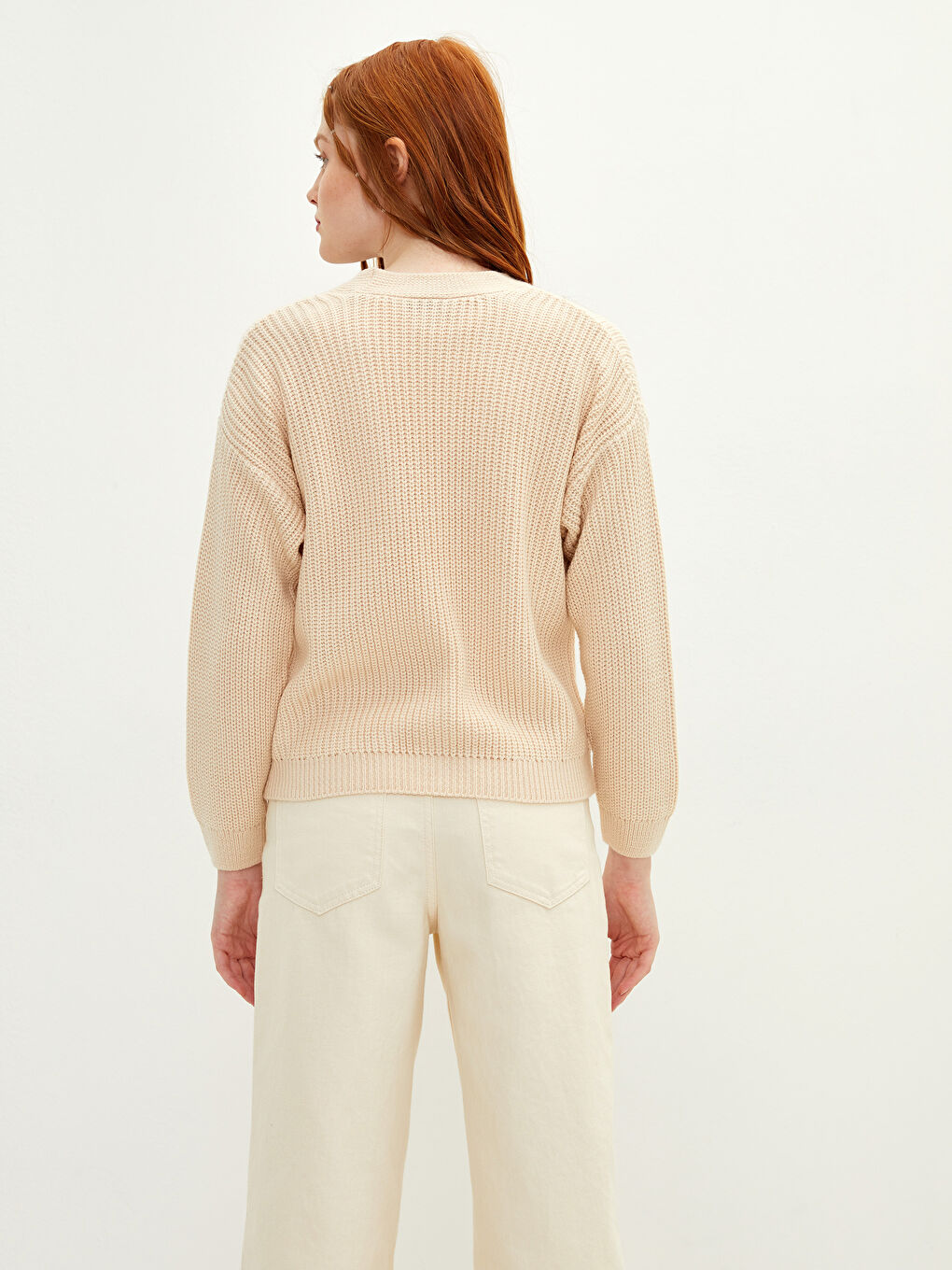 Cardigan en Tricot à Encolure en V pour Femmes-4