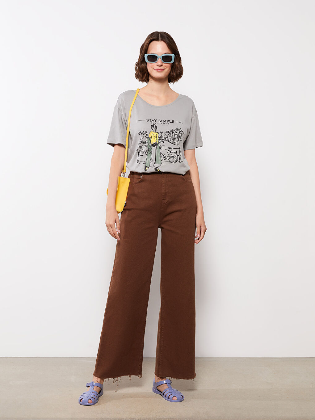 Crew Neck Printed Short Sleeve Cotton Women's T-shirt-2