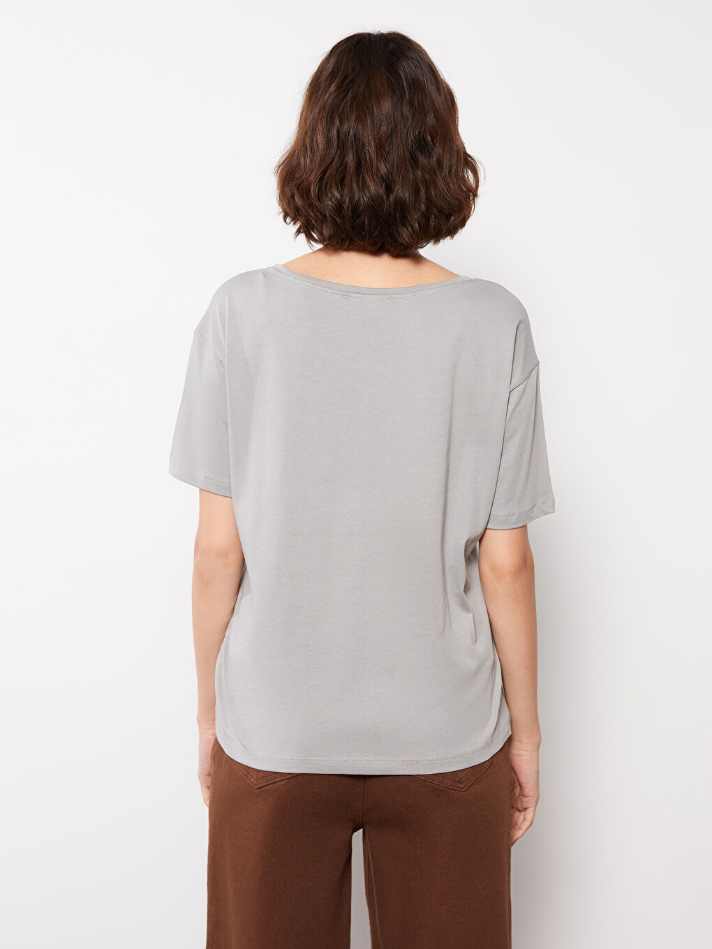 Crew Neck Printed Short Sleeve Cotton Women's T-shirt-4