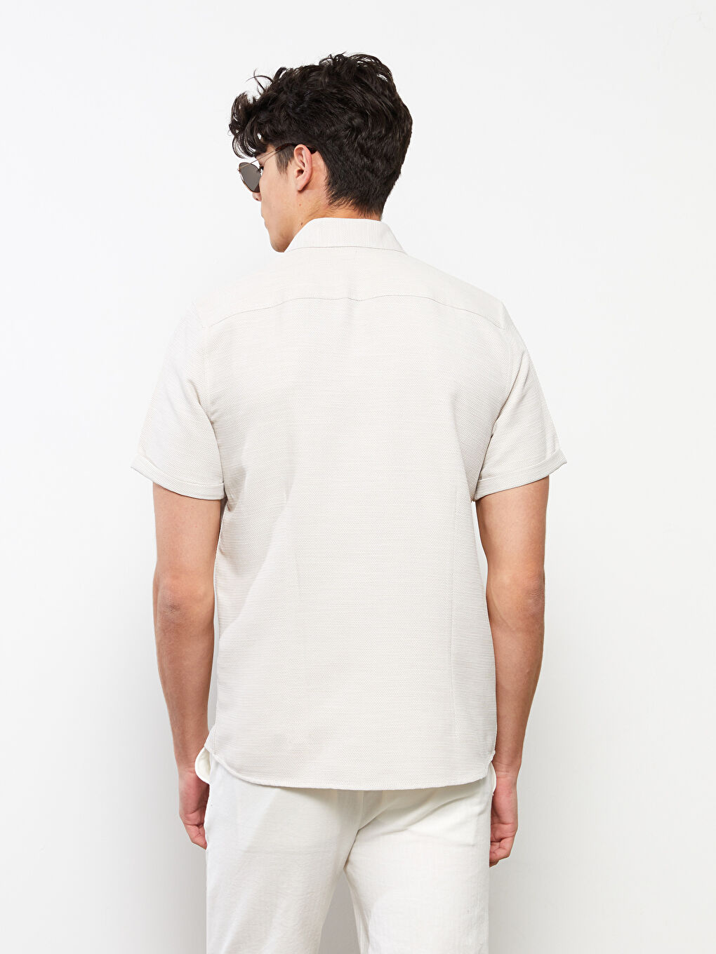 Slim Fit Short Sleeve Dobby Men's Shirt-4