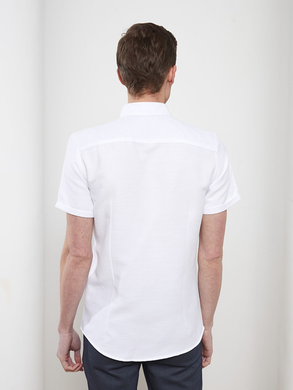 Slim Fit Short Sleeve Dobby Men's Shirt-4