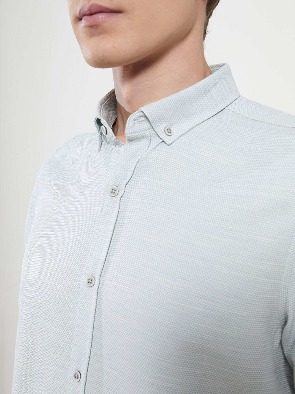 Slim Fit Short Sleeve Dobby Men's Shirt-3