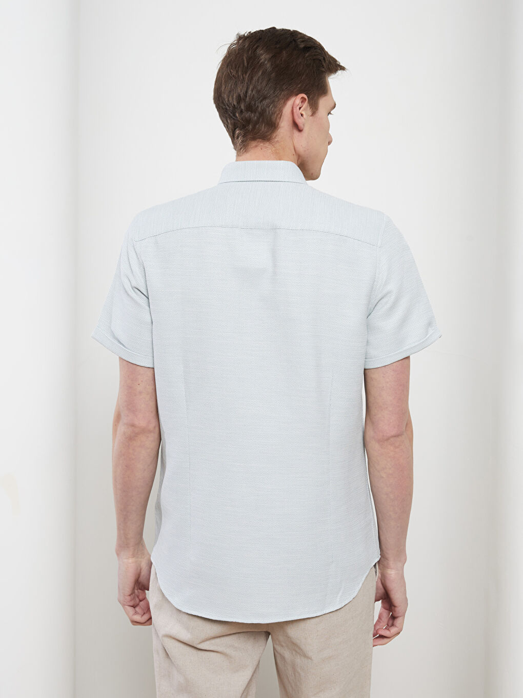 Slim Fit Short Sleeve Dobby Men's Shirt-4